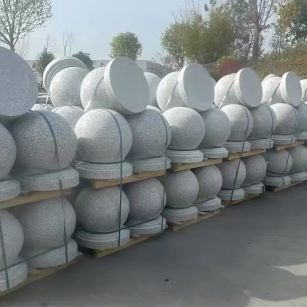 芜湖 白麻花岗岩石材圆球，石球，挡车球，隔离球，景观石球，风水球等