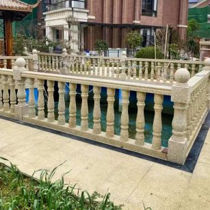 芜湖黄金麻花岗岩石材栏杆，扶手，将军柱，花瓶柱