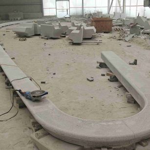 芜湖 芝麻白花岗岩弧形花坛石，坐凳石