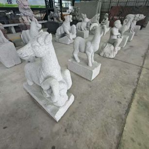 芜湖 芝麻白花岗岩造型立体雕刻——十二生肖