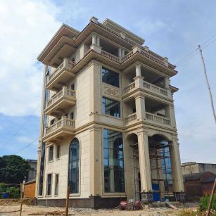 芜湖 黄金麻花岗岩石材别墅外墙干挂搭配（雕花栏杆花瓶柱门楼罗马柱）