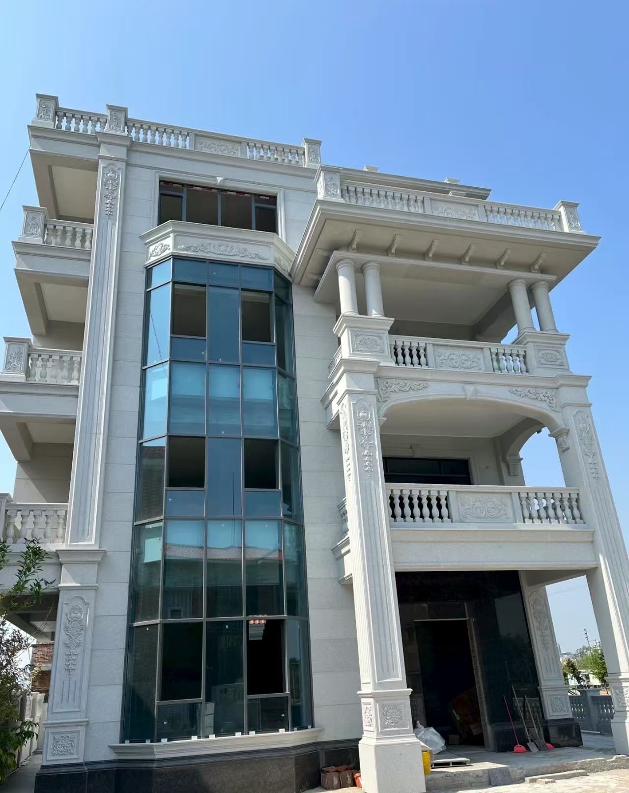 芜湖 白麻花岗岩别墅外墙干挂效果展示