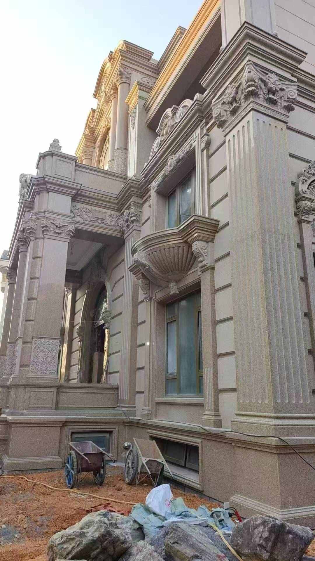 芜湖 黄金麻花岗岩光面别墅外墙干挂施工完成