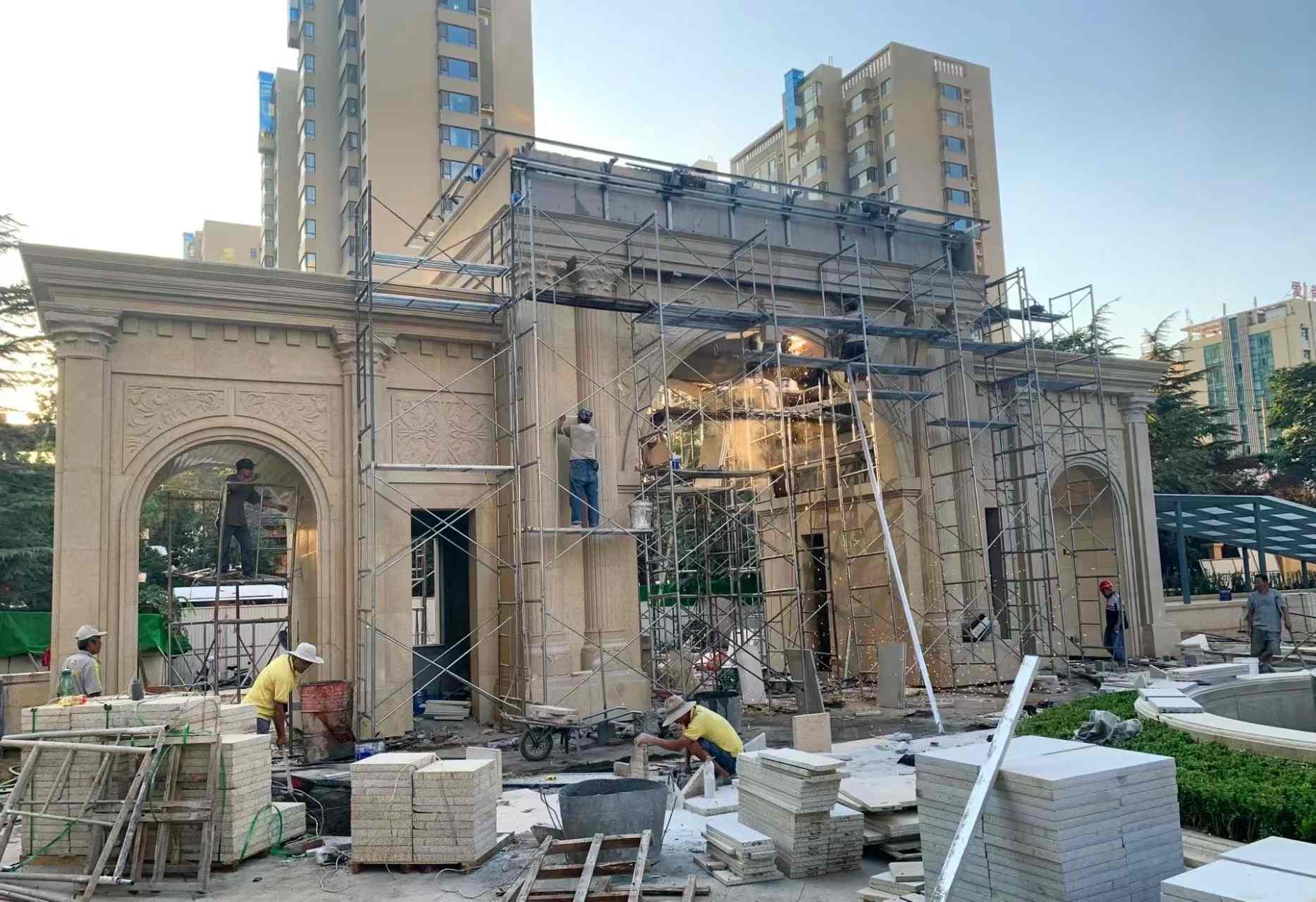 芜湖 黄金麻荔枝面花岗岩小区门楼外墙干挂